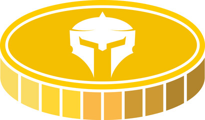 Sticker - Gold coin with spartan helmet