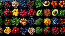 Healthy Food Selection. Top View. Generative Ai