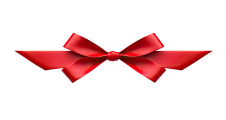 Red ribbon with bow isolated on transparent background