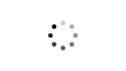 Black loading circle buffering wheel animation with alpha channel transparent white background. 4k video