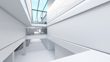 Poster - The white interior structure shows the structure and the corridor area.,3d rendering