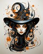 Halloween background with a wicked witch. Generative AI