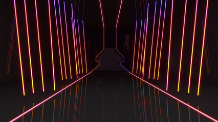 Poster - Abstract background technology red neon light background,mock up stage for product presentation,3D rendering