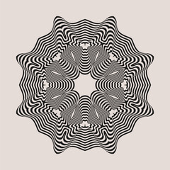 Poster - Symmetrical composition of wavy lines. Abstract element for design. Vector illustration. A pattern of deformed stripes.