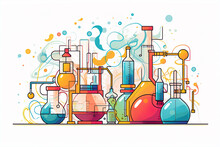 Chemistry Lab And Science Equipment. Education And Science Illustration Background