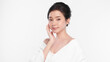 © kitthanes  - Beautiful young asian woman with clean fresh skin on white background, Face care, Facial treatment, Cosmetology, beauty and spa, Asian women portrait.
