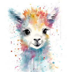 Fansy cute illustration of animal decoration, for baby, artwork, white background, painting, watercolour, unicorn