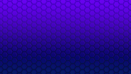 Poster - Purplish blue to dark blue color gradient hexagon pattern on blue background. Abstract and modern background in 4k resolution. Copy space.