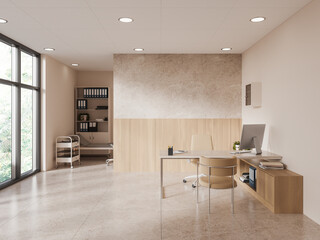 Wall Mural - Beige and wooden doctor office interior