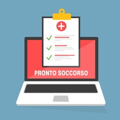 Poster - Concetto, assicurazione, sanitaria, Laptop , appunti ,medici,Illustrazione, PRONTO SOCCORSO
