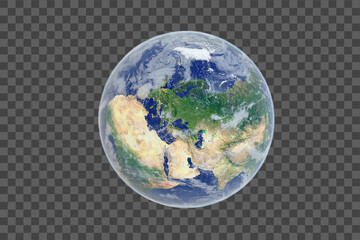 Blue Planet Earth from space showing Europe. Global World isolated on white background, Photo realistic 3D rendering with clipping path - Elements of this image furnished by NASA