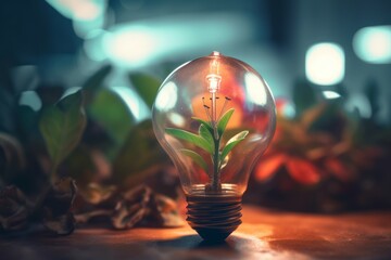 Poster - Sprout idea bulb. Generate Ai