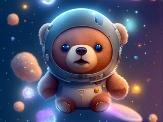 teddy bear in space suit generative ai