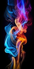 Canvas Print - AI generated illustration of vibrant colored smoke swirls against a dark background