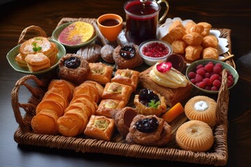 Wall Mural - a platter of pastries and sweets, each one more delicious than the last, created with generative ai