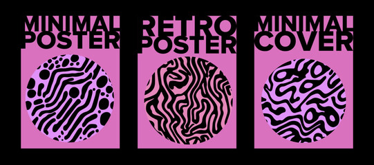 Poster - Psychedelic retro posters with abstract melting shapes. New Wave spiritual hippie style. 