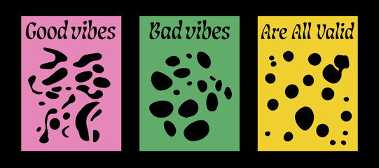 Poster - Psychedelic retro posters with abstract melting shapes. New Wave spiritual hippie style. 