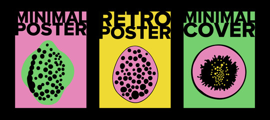 Poster - Psychedelic retro posters with abstract melting shapes. New Wave spiritual hippie style. 