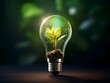 Grünes Energiekonzept - Pflanze in Glühbirne