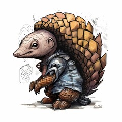  AI generated illustration of a cartoon hedgehog against a white background