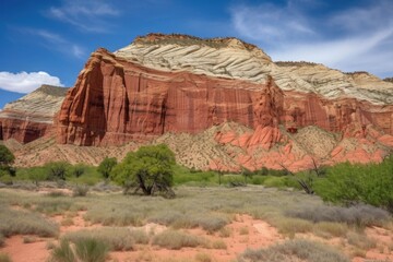 Canvas Print - scenic road trip through the red rock canyons of utah, created with generative ai