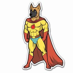 Sticker - Vector of German Shepherd wearing superman costume