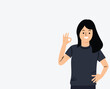 © enway - woman casual showing gesture ok sign