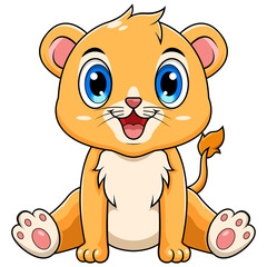 Canvas Print - Cute baby Lion cartoon sitting