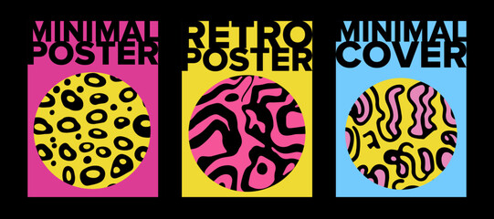 Poster - Psychedelic retro posters with geometric shapes and ornaments. New Age spiritual hippie style. 