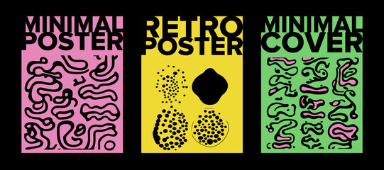 Poster - Psychedelic retro posters with geometric shapes and ornaments. New Age spiritual hippie style. 