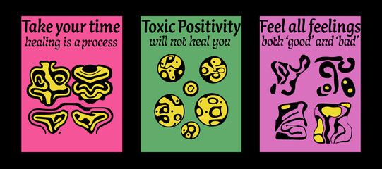 Poster - Psychedelic retro posters with geometric shapes and ornaments. New Age spiritual hippie style. 