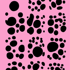 Poster - Abstract psychedelic black and pink backround with melting geometric shapes and lines in retro hippie style.