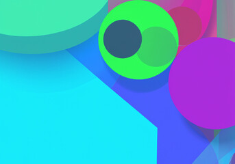 Wall Mural - abstract trendy bright color background of geometric shapes created with generative ai technology