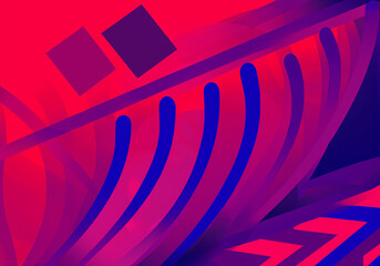 Wall Mural - abstract trendy bright color background of geometric shapes created with generative ai technology