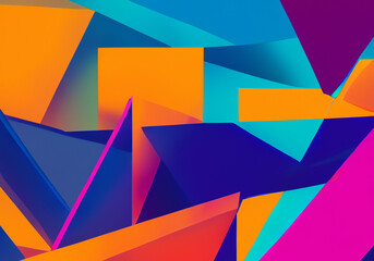 Wall Mural - abstract trendy bright color background of geometric shapes created with generative ai technology