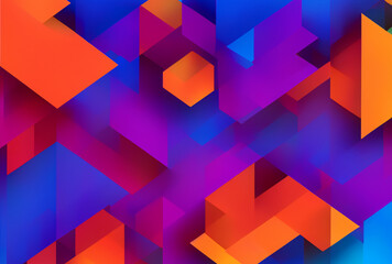 Wall Mural - abstract trendy bright color background of geometric shapes created with generative ai technology