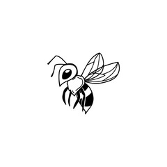 Sticker - Flying honey bee, sketch style icon