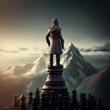 A Statue Of A Knight Is Standing On A Chessboard