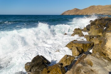 Scenic view of a beautiful seascape in Crete, Greece