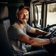 Portrait of a trucker. Generative AI.