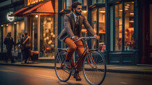 Guy Riding Vintage Bicycle