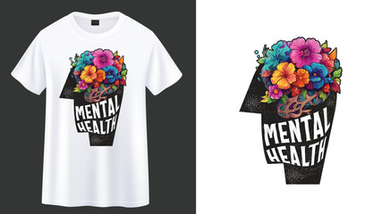 Floral mind mental health t-shirt design.