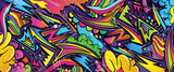 Fototapeta Młodzieżowe - Graffiti doodle art background with vibrant colors hand-drawn style. Street art graffiti urban theme for prints, banners, and textiles in vector format