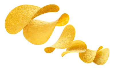 Wall Mural - Flying delicious potato chips cut out