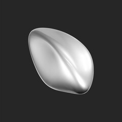 Wall Mural - 3d chrome liquid shape, metallic fluid bubble isolated on black background. render of 3d abstract, f