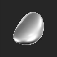 Wall Mural - 3d chrome liquid shape, metallic fluid bubble isolated on black background. render of 3d abstract, f
