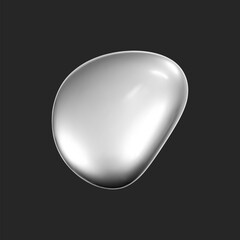 Wall Mural - 3d chrome liquid shape, metallic fluid bubble isolated on black background. render of 3d abstract, f