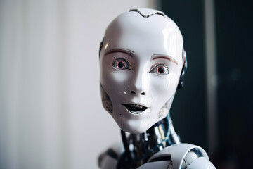 Poster - Robot artificial intelligence for artificial intelligence and machine learning technology concept. Generative AI