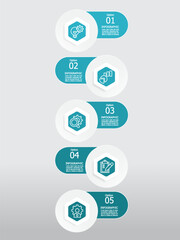 Wall Mural - vertical round hexagon steps timeline infographic element report background with business line icon 