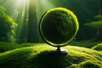 globe with grass in jungle generated by AI tool